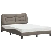 Vidaxl Postelja z vzmetnico Hvar taupe 140x200 cm blago