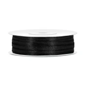 PartyDeco Satenasti trak - Črna 3 mm/50 m