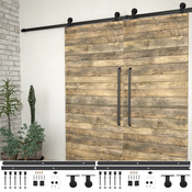 vidaXL Komplet opreme za drsna vrata 2 kosa 183 cm jeklo črne barve