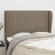 Vidaxl vidaXL Vzglavje postelje s krilci, sivo-rjavo, 147x23x118/128 cm, blago