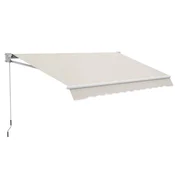 OUTSUNNY Tenda za sonce 3x2 m z ročnimi ročicami za ročno upravljanje iz aluminija in poliestra za zunanjo uporabo, kremno bela