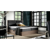 Boxspring postelja Wood 5 - 160x200 cm - temni hrast
