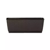 Prosperplast Balkonski cvetlični zaboj RATOLLA 38,6 x 15,4 x 14 cm, temno rjav, s podstavkom