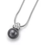 Ženski oliver weber lucent dark grey crystal lancic sa sivim swarowski perla priveskom ( 11618.dar )
