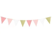 PartyDeco Rojstnodnevna girlanda - roza zastavice, 1,3 m