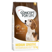 2 x 12 kg/4 kg/1,5 kg Concept for Life za pse po posebni ceni! - Medium Sensitive 2 x 12 kg