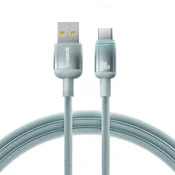 PLeteni kabel za punjenje i prijenos podataka 100W USB-A u USB-C kabel Baseus Discolor - 2m - plavi / zeleni