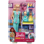Set za igru Mattel Barbie - Barbie pedijatrica s plavom kosom i dvije lutke