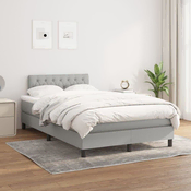 Greatstore Box spring postelja z vzmetnico svetlo siva 120x200 cm blago