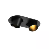 Okrogel vgradni reflektor črn GU10 35 mm nagibni 2-lučni - Installa