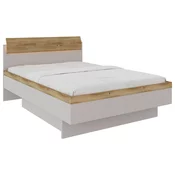 Dieter Knoll POSTELJA 140 cm x 200 cm , les, leseni material barve hrasta, svetlo siva
