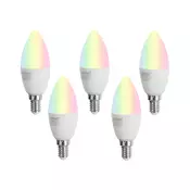 Komplet 5 E14 zatemnitvenih LED žarnic C37 Opal 4,9 W 470 lm 2700-6500K