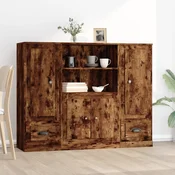 Greatstore Visoke omare 3 kosi dimljen hrast inženirski les