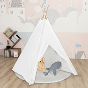 vidaXL Otroški tipi šotor z vrečo peach skin bel 120x120x150 cm