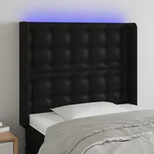 Vidaxl vidaXL LED vzglavje postelje črno 93x16x118/128 cm umetno usnje
