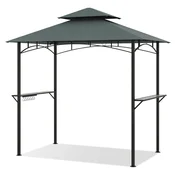 Northix Paviljon za žar z dvojno streho in policami, 240x151 cm, siv
