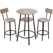 VEVOR Set barske mize 3-delni 600x915 mm miza svetlo siva črna