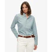 Superdry za ženske. W4010565A Ozka srajca oxford turkizna (M), Priložnostno, Zelena, Bombaž, Classic, Dolg rokav