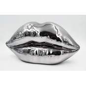 Casa Padrino luxury decorative lips chrome silver 46 x H. 25 cm - Resin decorative kiss mouth lips - Living room decorative accessories