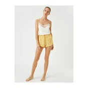 Koton Womens Yellow Floral Ruffle Shorts