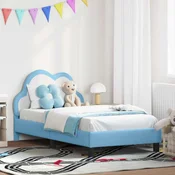 Vidaxl Otroški posteljni okvir z vznožjem Modra 80 x 160 cm PU