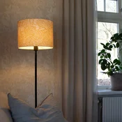 PR Home Stojna svetilka Amy, rumena/črna, višina 150 cm, tekstil, E27 - Dnevna soba/jedilnica - rumena, črna - Tkanine/tekstil