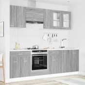 vidaXL Komplet kuhinjskih omaric s predalom Lyon 8 pcs Siva Sonoma