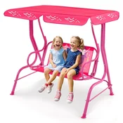 Northix Otroška gugalnica s streho kovinski okvir roza 80 kg