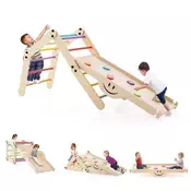 Zložljive lesene plezalne igrače z nastavljivo rampo, Montessori plezalni set, barvit
