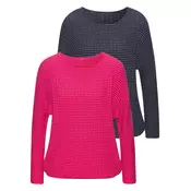 VIVANCE Pulover marine/magenta/bela