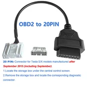 Tesla OBD adapter 12pin 20pin 26pin | OBD2 diagnostični kabel za Model S 3 X Y – Konfiguracija: 20PIN (Model S/X > 09/2015)