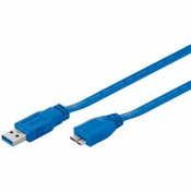 Kabel USB 3.0 A/ženski B/moški MICRO 1,5m PLOŠČAT MODER