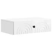 vidaXL Stenska stranska miza Bela visok sijaj 59 x 34,5 x 17 cm