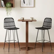 vidaXL vidaXL Barski stol 2 pcs Črna 44 x 55 x 109 cm Rattan in jeklo, (5000297085)