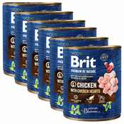 Konzervirana hrana Brit premium by Nature Chicken & Hearts 6x800 g