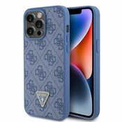 LICENSED GUESS GUESS maska za iPhone 15 Pro Max LEATHER 4G TRIANGLE STRASS/ plava