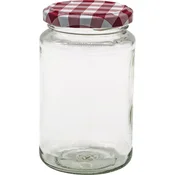 Kozarec za vlaganje Gastro 370 ml, navojni pokrov s karirastim vzorcem, 6 kos