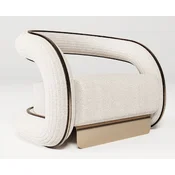 Casa Padrino luxury designer armchair cream/dark brown/brass 105 x 96 x H. 74 cm - Living room armchair - Hotel armchair - Living room furniture - Hotel furniture - Luxury furniture