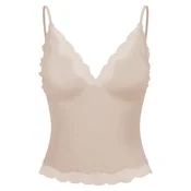 cfab Top Deep Neck Lace Top bež