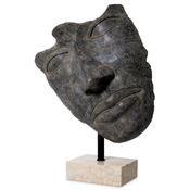 Casa Padrino luxury decorative sculpture face antique bronze/black/beige 69 x 30.5 x H. 95 cm - Decorative figure with marble base - Decorative accessories - Luxury quality