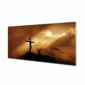 tulup.si Slika na akrilnem steklu Jezus križ svetlobe 100x50 cm 2 obešalnika
