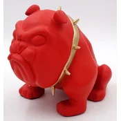 Casa Padrino luxury decorative figure bulldog dog with necklace red/gold H. 55 cm - Resin decorative sculpture - Living room decoration - Luxury decorative animal figure