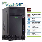 PCPLUS i-NET Ryzen 5 5600G 8GB 512GB NVMe M.2 SSD miška tipkovnica W10