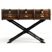 Casa Padrino luxury console in suitcase optics brown/black/brass 120 x 39 x H. 83 cm - Console table with 3 drawers - Bedroom console - Bedroom furniture - Luxury furniture in suitcase optics
