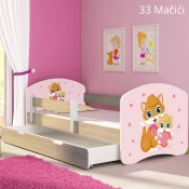 Dječji krevet ACMA s motivom, bočna sonoma + ladica 160x80 cm 33-cats