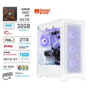 MEGA Računalnik TWR S11 R7-7700X/RX9070 XT/32GB-DDR5/2TB-4.0/1050W/Brez OS/bela RGB + Estetski napajalni kabli [Vijolična / Bela]