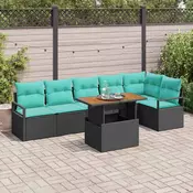vidaXL vidaXL Komplet za jedilnico v vrtu z blazino 7 pcs Črna in Teal, (5000135688)