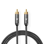 Nedis subwoofer kabel | RCA moški | RCA moški | Pozlačeno | 5,00 m | Okrogla | 4,5 mm | Antracit/siva s kovino | Zaklepanje