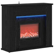 vidaXL Kamin z LED-trakom Črni hrast 63 x 20 x 54,5 cm Inženirski les