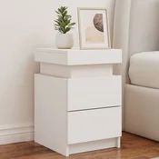 shumee vidaXL Nočne omarice z LED lučkami, komplet 2 kosov, bele, 35x39x55 cm